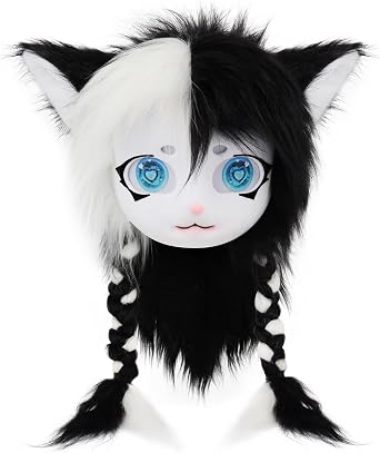 JUNBOON Cute Plush Cat Hat Fluffy Ear Headwear Winter Warm Earmuffs Head Mask Halloween Cosplay Accessory