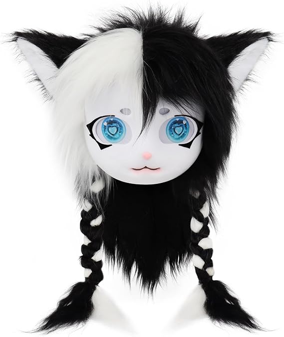 Máscara peluda de animales con cabeza de gato Therian para fiesta de máscaras, cosplay y/o accesorios de disfraz