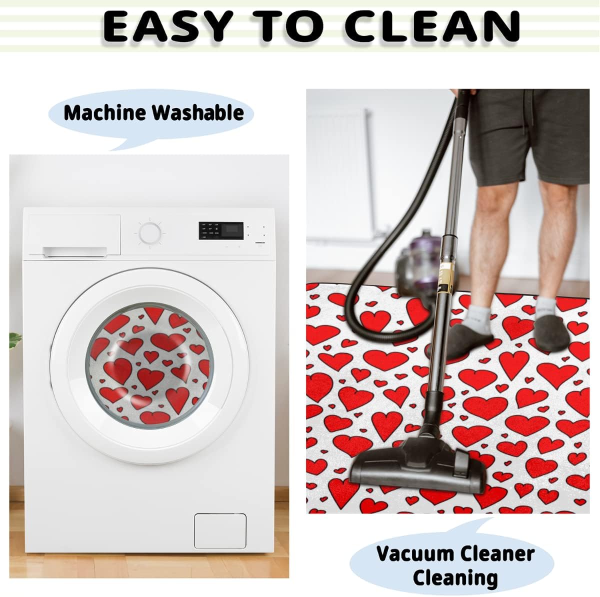 4 x 6 Red Love Heart Super Soft Area Rug for Kids Baby Nursery, Carpets for Entryway Laundry Kids Room Nursery, Dorm Rugs for Grils Boys