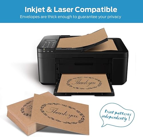 Miniatura 3 de Ohuhu Paquete de 50 tarjetas y sobres blancos A7 de 5 x 7 + paquete de 100 tarjetas y sobres en blanco Kraft marrón A2 de 4.25 x 5.5