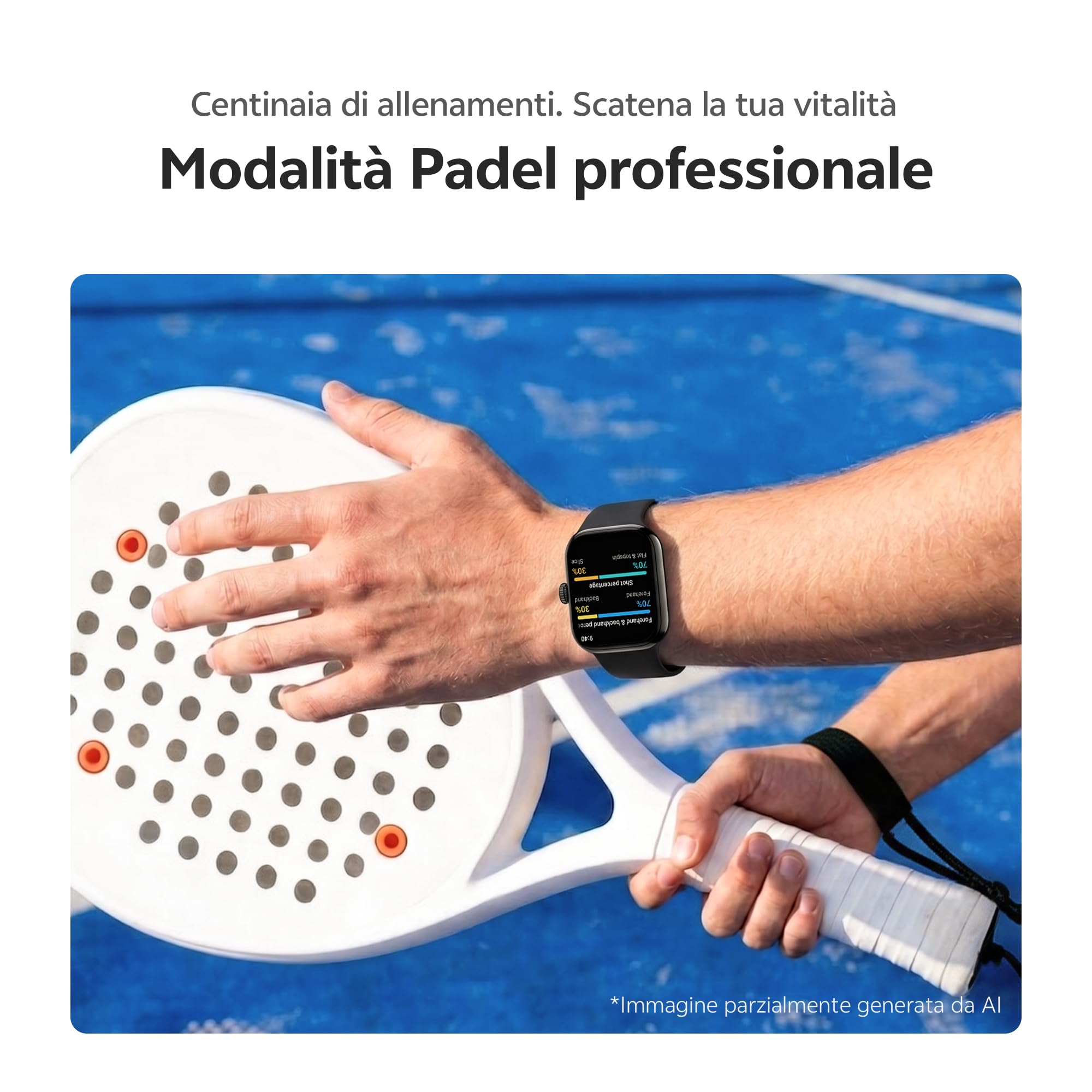 vivo Watch GT2 Smartwatch Uomo Donna, Batteria 25 Giorni, Display AMOLED 2,07'', Chiamate Bluetooth e GPS, 100+ Sport incl. Padel, 5ATM Impermeabile, Cardio SpO2 Sonno, NFC, Bianco