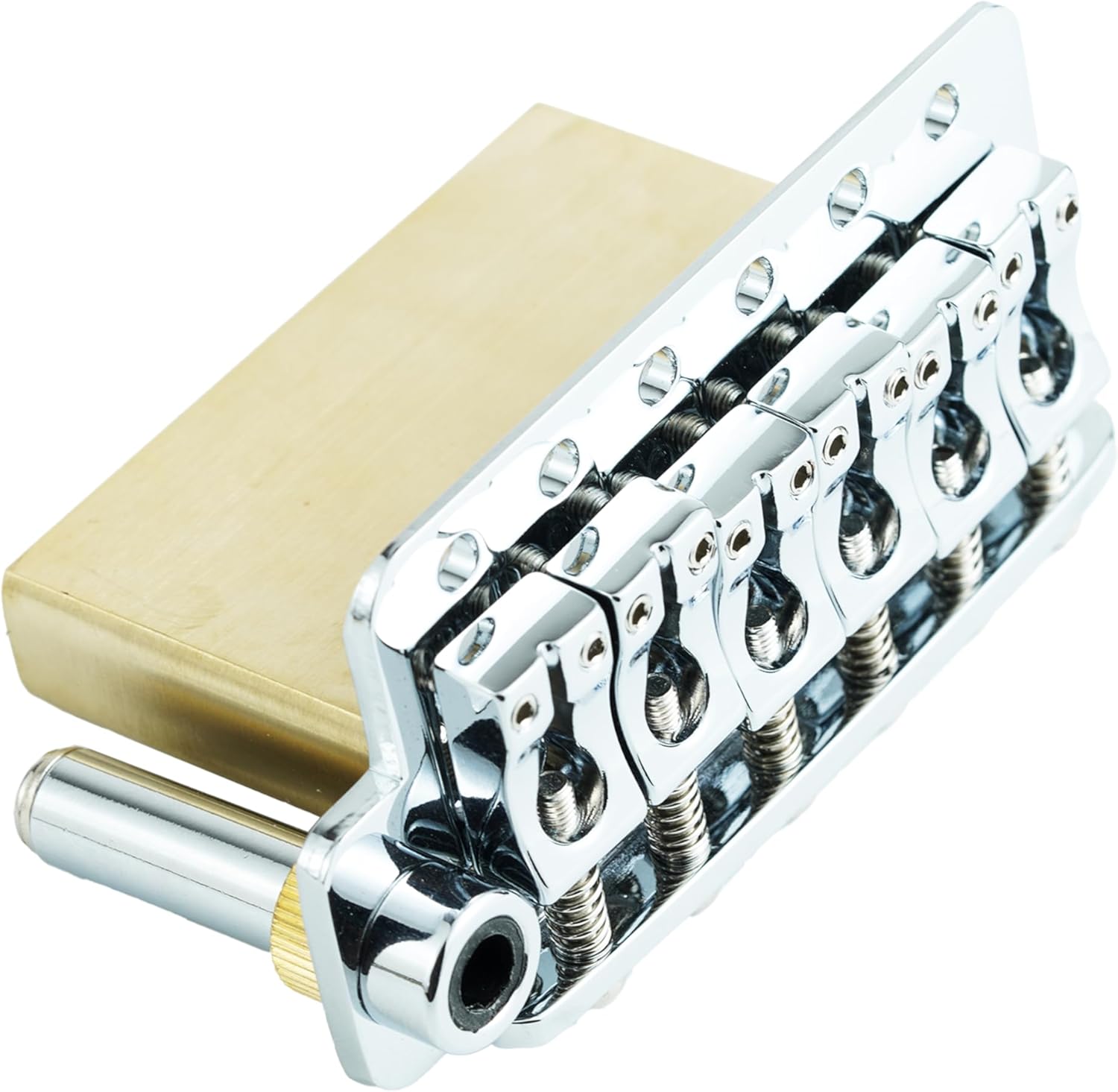 Guyker Left Handed Guitar Bridge, 6 String Guitar Bridge Pop-In Vibrato Bar Replacement Part, Chrome 1013A