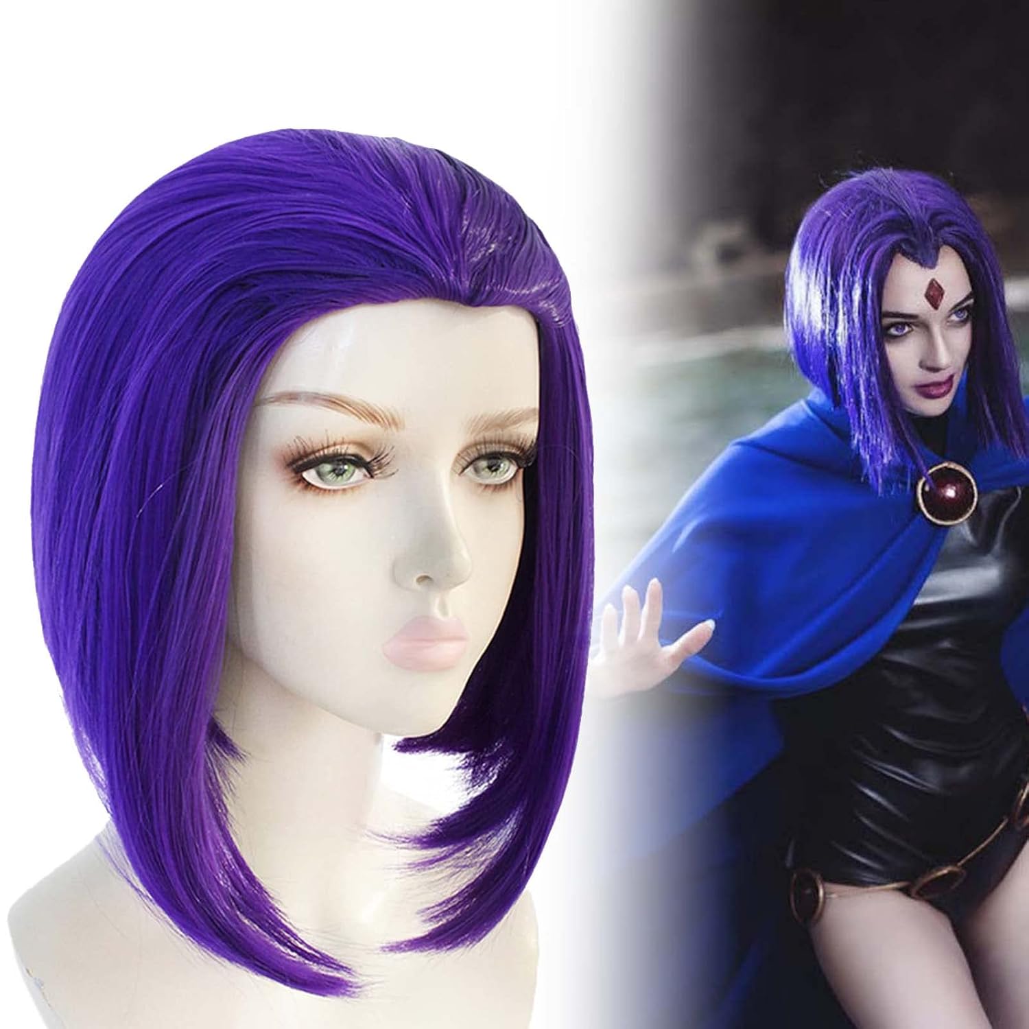 Superhero RavenCosplay Wig,Deluxe Purple Wig Halloween