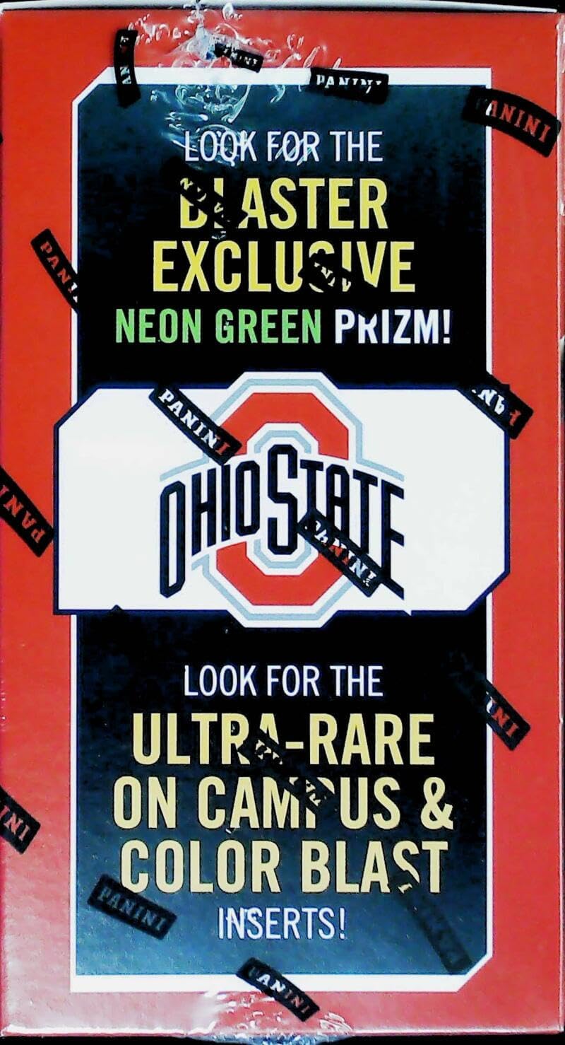 2025 Panini Ohio State Buckeyes NCAA Collegiate Factory Sealed Blaster Box 6 Packs (6 Packs of 4 Cards) Find 3 Blaster Exclusive Parallels per box on average, possible autographs and 1 of 1 Gold Vinyl Prizms. Chase the ultra rare On Campus and Color Blast Inserts. See Scans for more details. Includes Women's Sports Stars as well