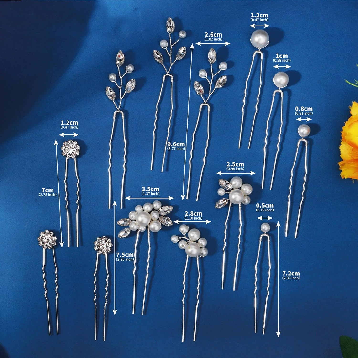 13 Pieces Pearl Crystal Bridal Hair Pins Rhinestone Flower Wedding Hair Pieces Prom Accessory for Women Wedding Hairstyles