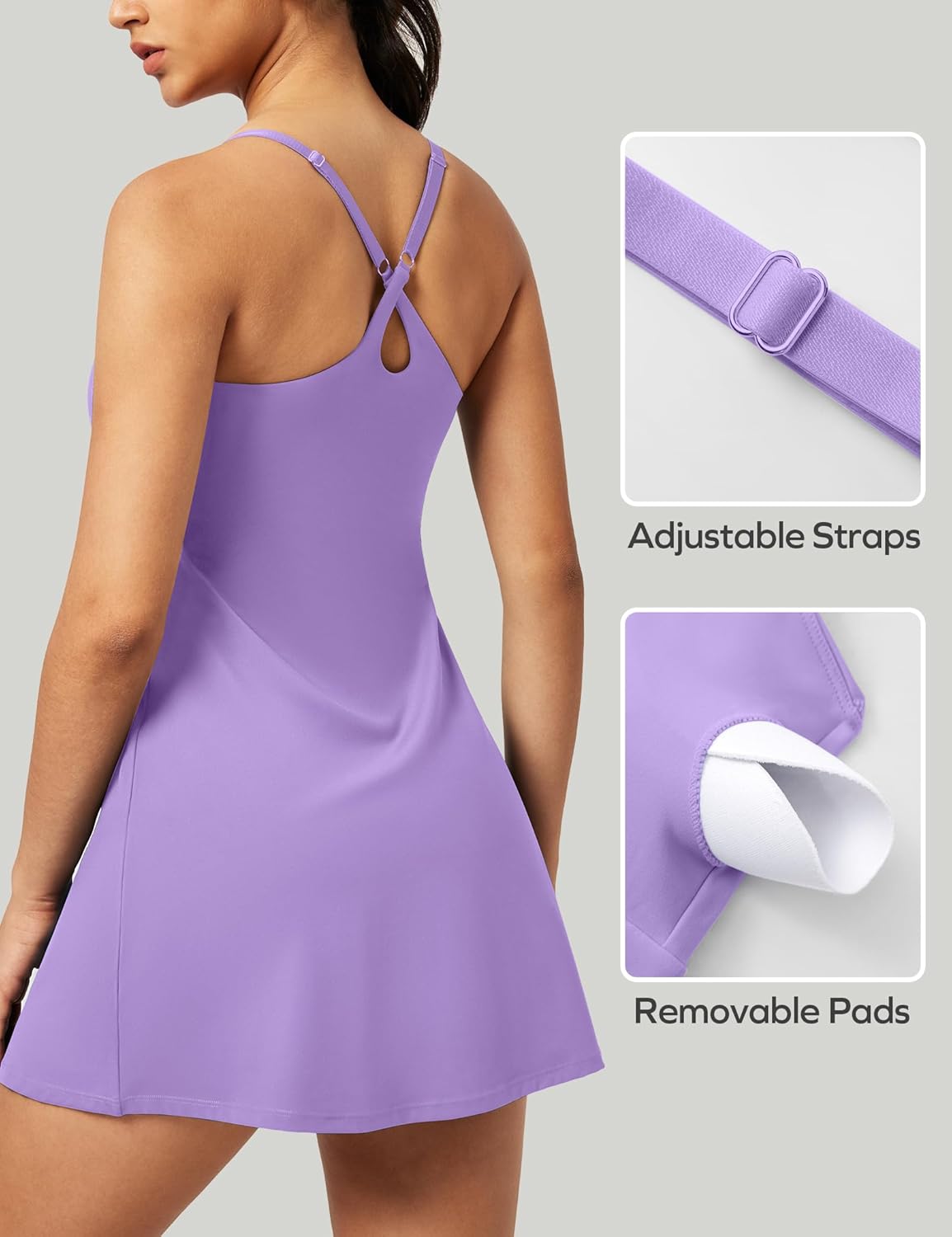 IUGA Easy Peezy Athletic Dress for Women Tennis Dress with Shorts Underneath Golf Workout Dresses with Pockets - Image 3