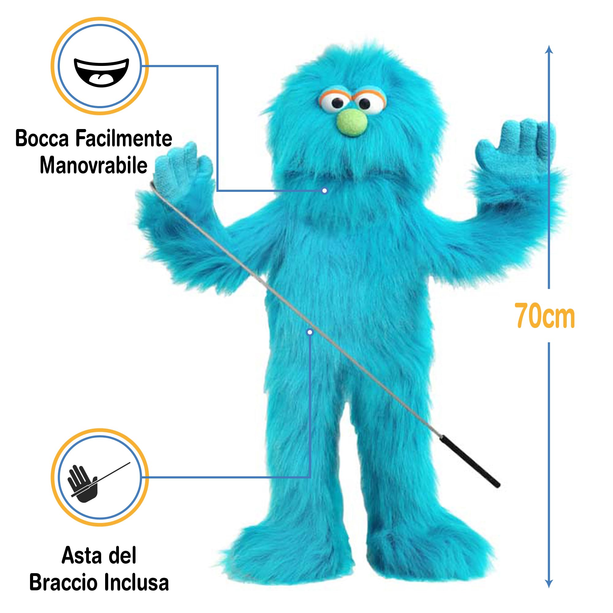 Blue 80cm Large Silly Puppets Monster
