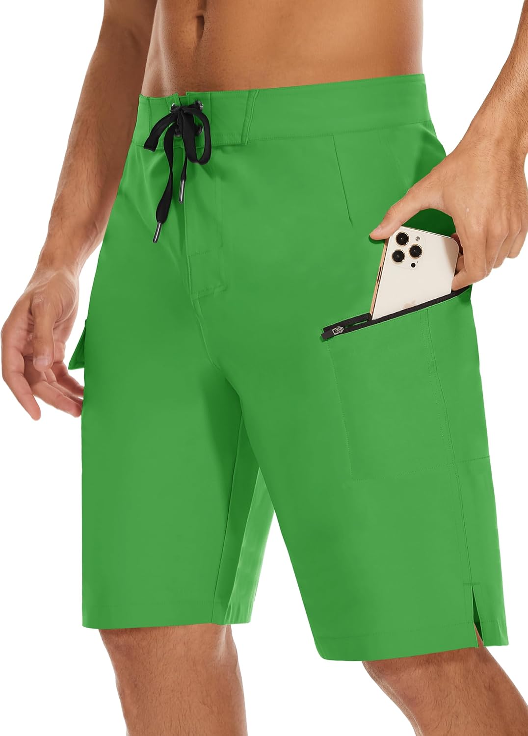 MIVEI 22" Men's Board Shorts Swimwear No Mesh Lining - Long Swim Trunks Surf Shorts Bathing Suit with Zipper Pocket UPF50+