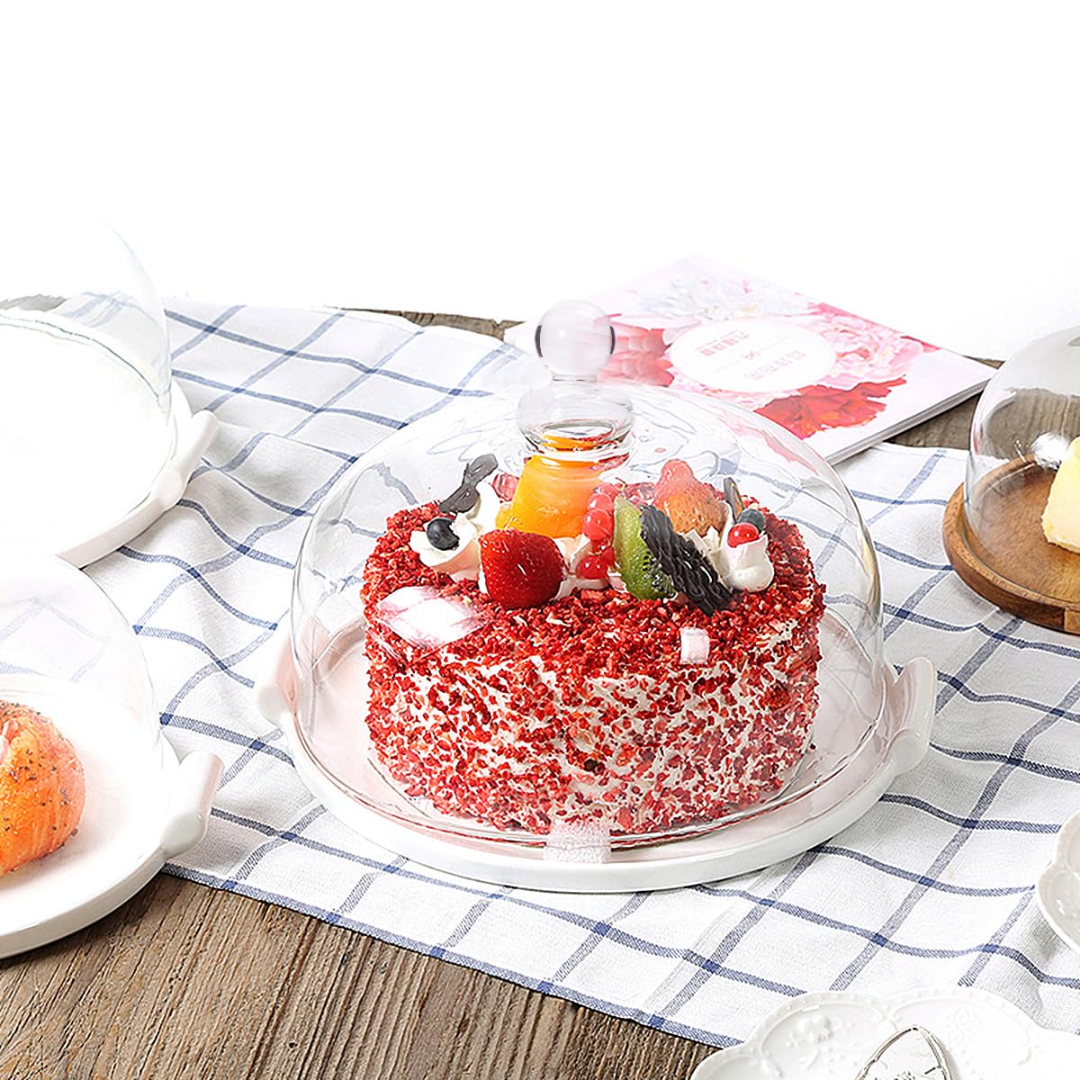 Copertura Antipolvere Facile da Pulire in Vetro per Dolci e Frutta e Adatta a Frigorifero, per Dessert e Feste Cocktail