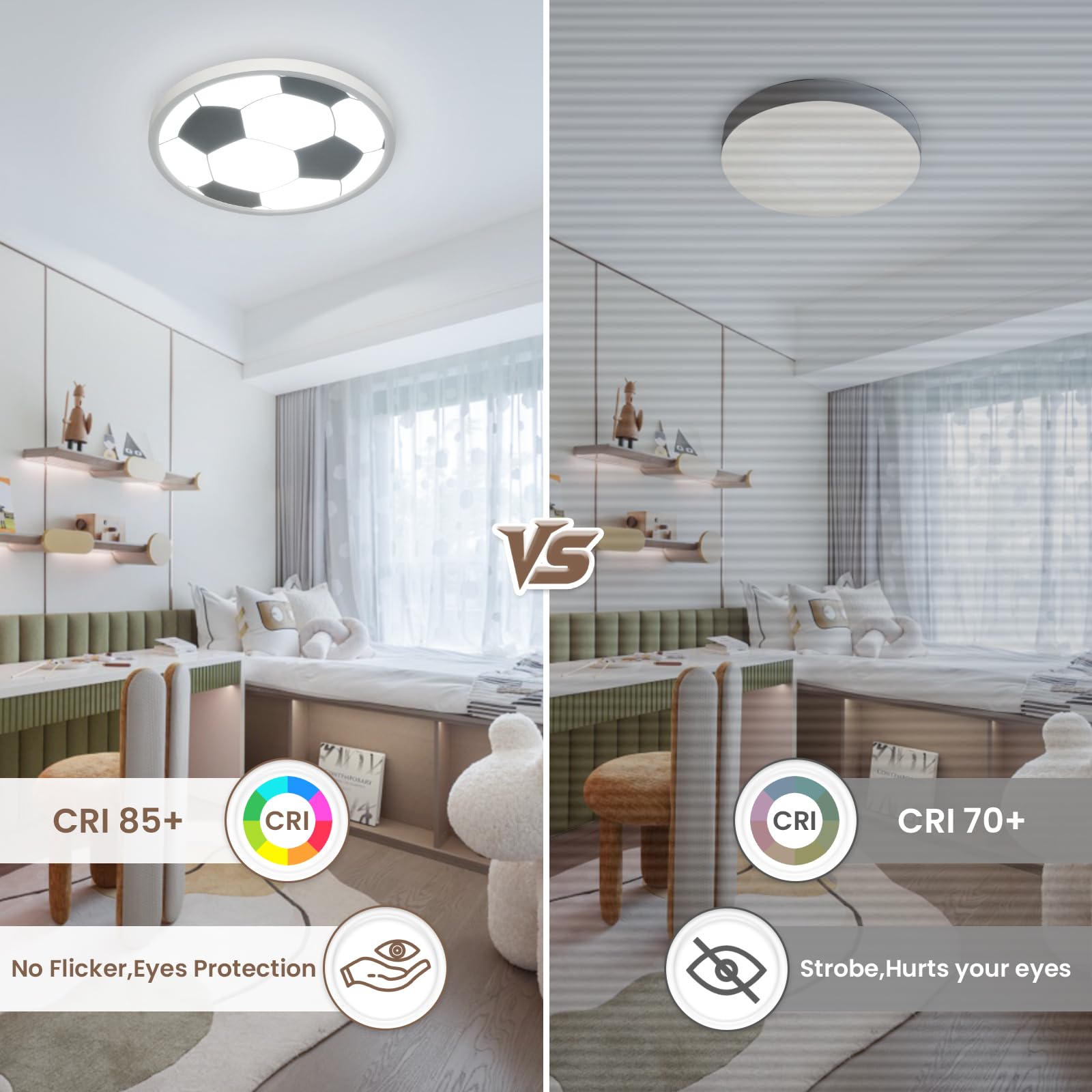 EASY EAGLE LED Deckenleuchte 40CM, 48W Deckenlampe LED Fußball 3000K/4000K/6500K, Rund Lamp Deckenlampen Flach für Kinderzimmer,Jugendzimme, Küchen, Badezimmer, Schlafzimmer, Flur, Keller