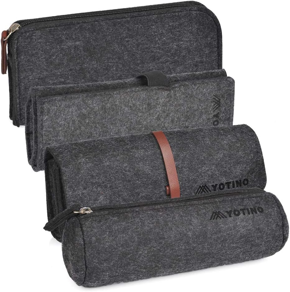 YOTINO Pencil Case with 4 Different Styles, Multi-Functional Felt Pen Case Cosmetic Pouch Bag (Deep Gray)