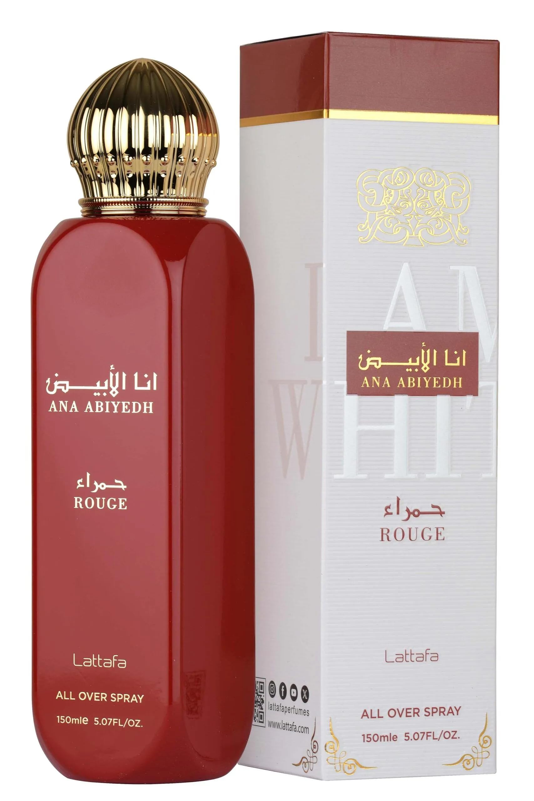 Lattafa Ana Abiyedh Rouge – Fruttato, Gourmand, Floreale, Muschiato – All Over Spray Profumo a lunga durata per donne, 150 ml