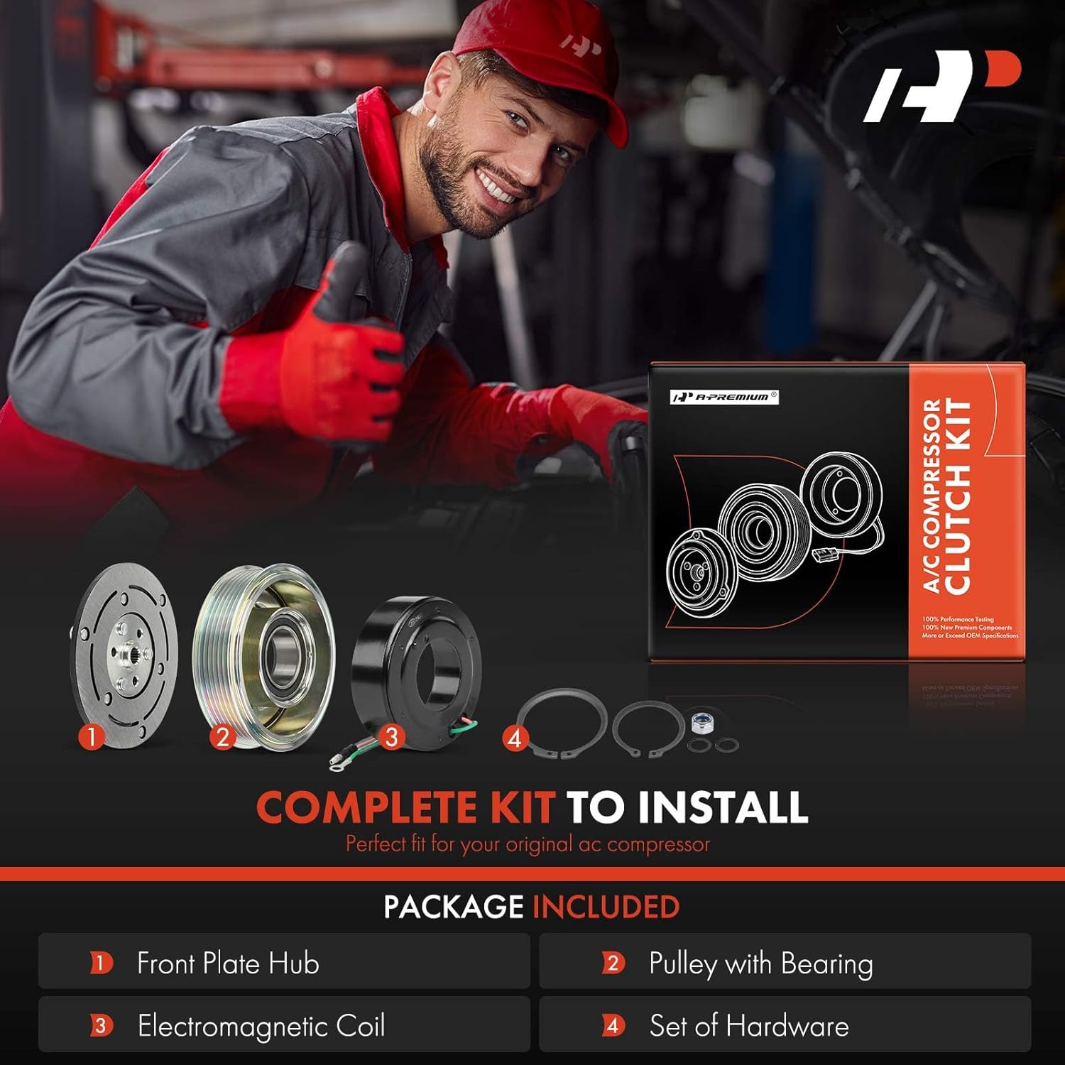 A-Premium Air Conditioner AC Compressor Clutch Kit Compatible with Honda Civic 2012-2015 1.8L & Acura ILX 2013-2015 2.0L