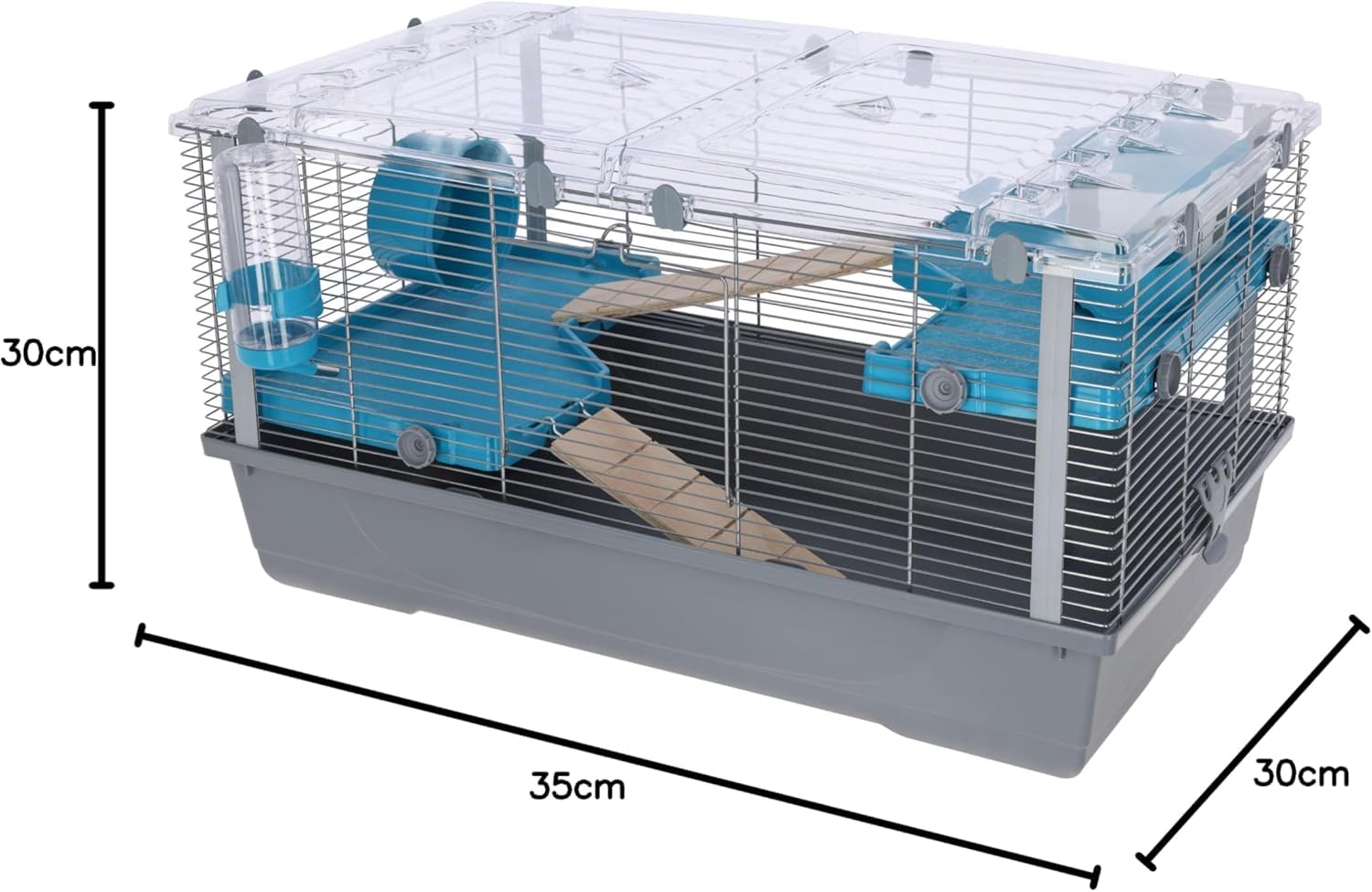 Pet's Market - Eva 22 Gabbia per Criceti con Casetta, Mangiatoia e Abbeveratoio e Ruota, Gabbietta per Piccoli Roditori Gabbia per Porcellino d'India 79x45x42h
