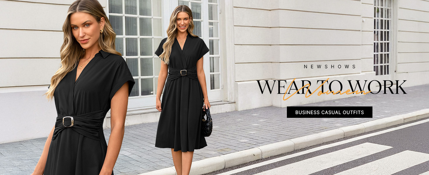 Newshows Women Button Down Tailored Fitted Shift Dress Free Wrinkle Wear to  Work Business Casual Outfits Midi Office Clothes(Army Green,S) at Amazon  Women's Clothing store