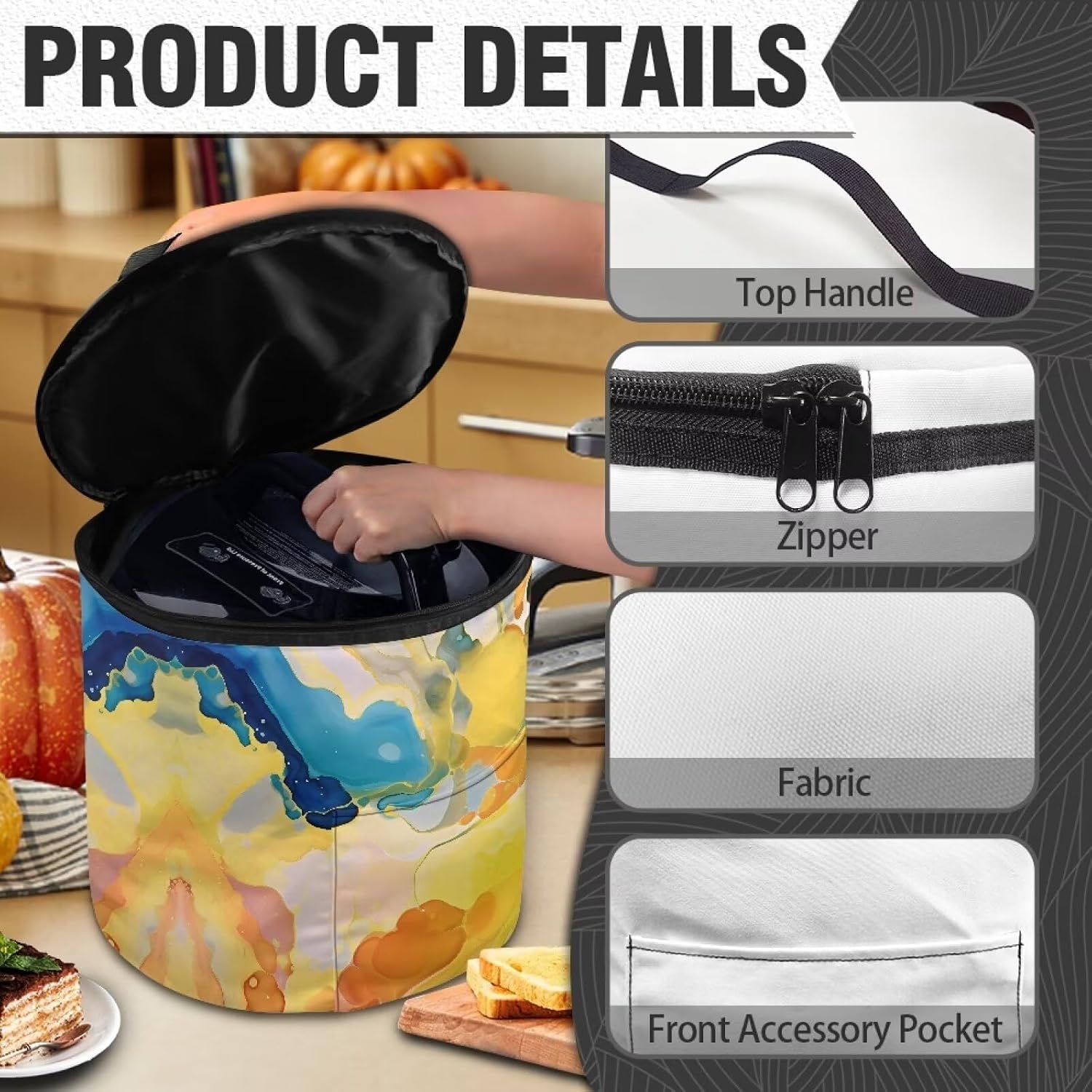 Kitchen Appliance Dust Cover for 6 Quart Pressure Cooker Yellow Electric Pressure Cooker Insulation Bag Tote Air Fryer Carry Bag Small Appliance Covers for Kitchen Accessories