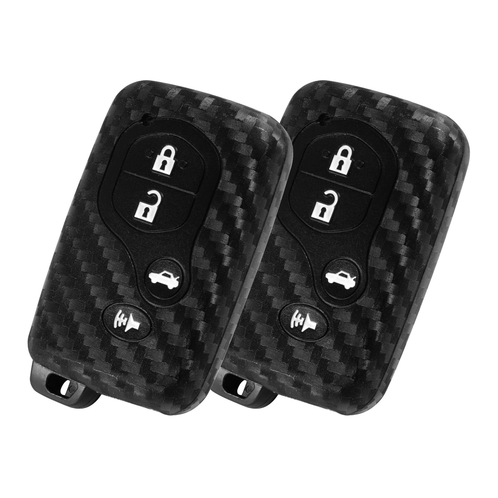 WORCAS 2 Pcs Key Fob Cover Carbon Fiber Pattern Silicone Case Compatible with Toyota Camry Corolla Highlander Land Cruiser Prius V Prius Prius C