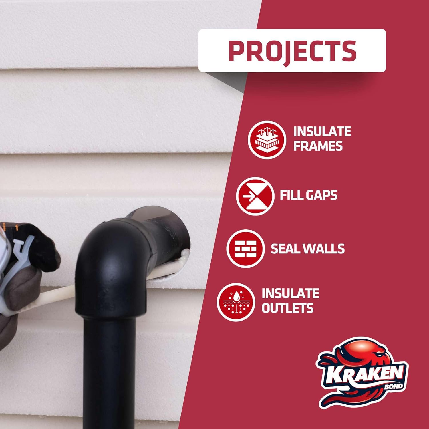 Kraken Bond Gaps & Cracks Expanding Foam Sealant - (12x12oz) High Expansion Polyurethane Spray Foam for Window & Door, Straw Use Waterproof High Yield Gap Filler - 12 Pack
