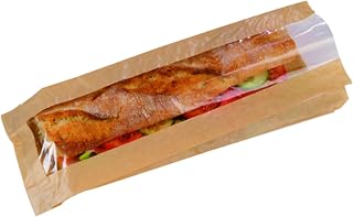 PacknWood - 210SANDB34F KraftPaper Sandwich Bag with Window, 4.75" x 1.57" x 13.4" (Case of 1000)