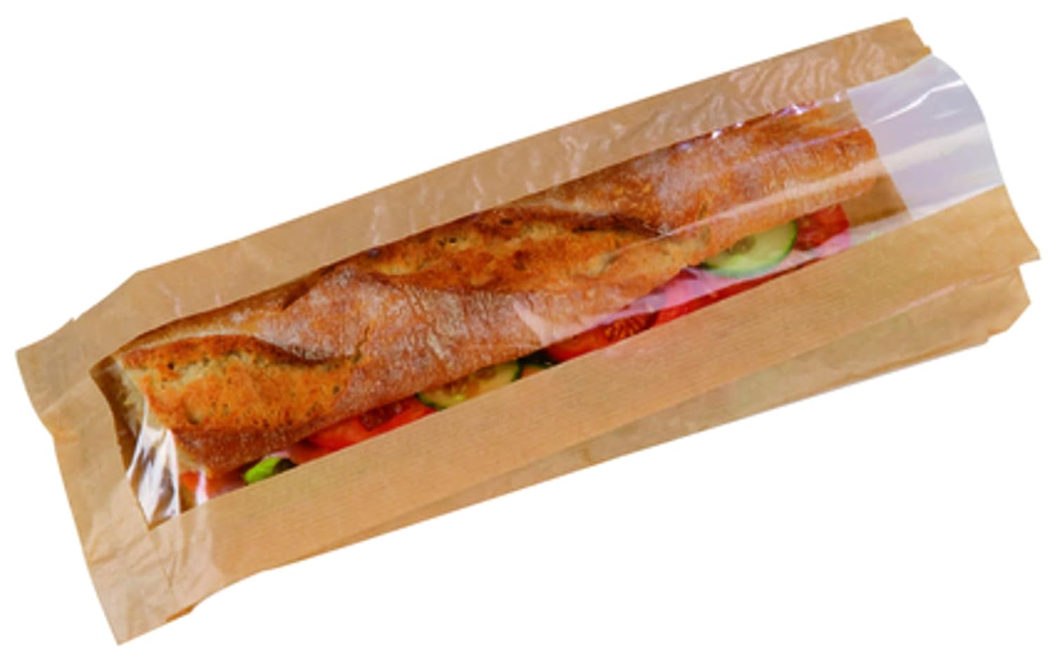 PacknWood - 210SANDB34F KraftPaper Sandwich Bag with Window, 4.75" x 1.57" x 13.4" (Case of 1000)
