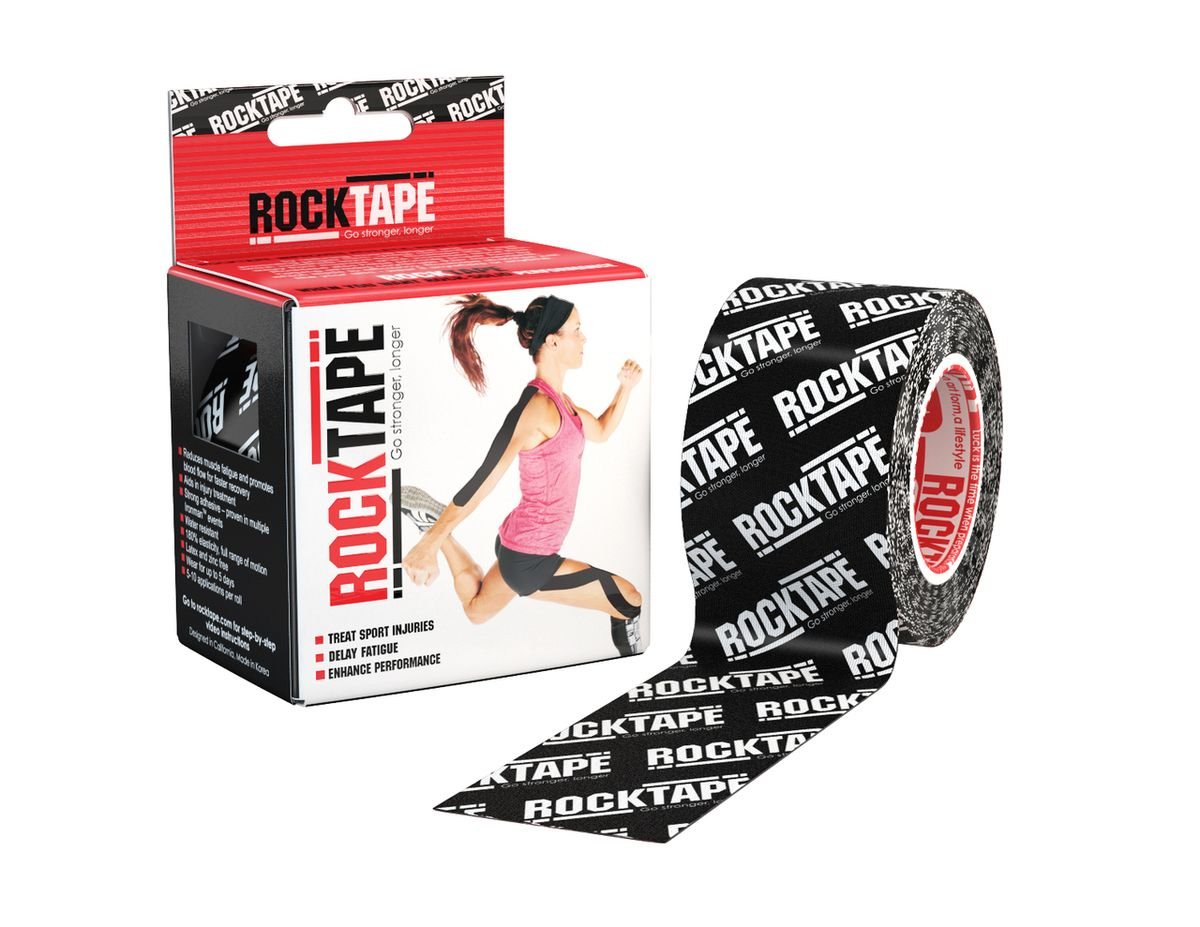 RockTape 71180 Athletic Tapes & Wraps, Black Logo, 2" x 16.4' (5cm x 5m)