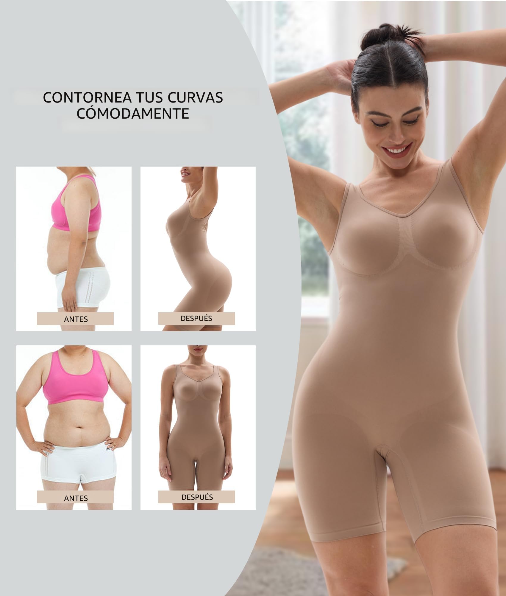 SHAPERX Body Reductor Mujer Adelgazante Shapewear Bodysuit y Pantalón Levanta Glúteos Body Shaper Modelador Completo