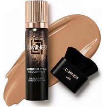 LUMINESS Transfer Resistant Airbrush Body Coverage Perfector/w Kabuki Brush - Tattoo Cover Up Makeup Waterproof Full Coverage Foundation for Leg and Body, Bronzer & Tattoo Concealer, 18-Hour Wear