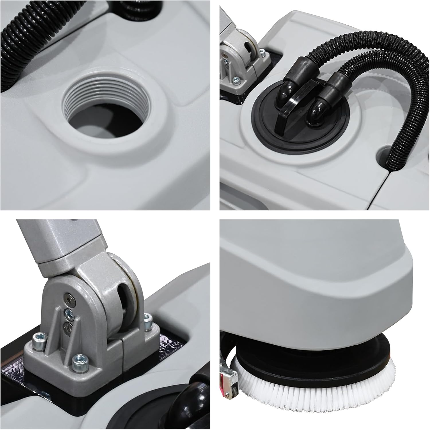 13.7" Walk Behind Floor Scrubber Machine, Foldable Hand Push Floor Scrubber, 17L Large Tank, 180 RPM High-Efficiency Battery Powered for Office, Restaurant, Industrial & Commercial