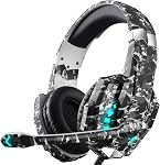 Docooler Casque de jeu avec Microphone, casque de jeu sur oreille avec 40mm HiFi Des chauffeurs, 120° Mic réglable, Coussins d'oreille en mousse de mémoire pour PC Console mobile pour ordinateur portable (jaune)