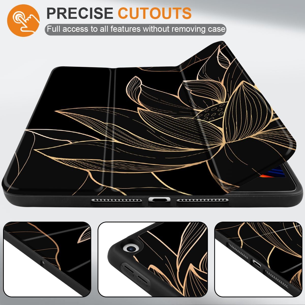 DONGKE Case Compatible with iPad 10.2 Inch 2021 2020 2019 iPad 9th/8th/7th Generation with Pencil Holder, Slim Stand Protective Case with Soft TPU Back, Auto Sleep/Wake Cover, Lotus