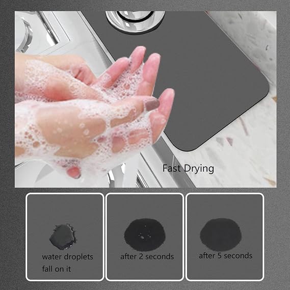 3 Pcs Diatomite Sink Faucet Mat for Kitchen Sink Splash Guard,Bathroom Faucet Water Catcher Mat,Sink Faucet Splash Catcher,Sink Draining Pad Behind Faucet,Kitchen Farmhouse & Bathroom Drying Pads