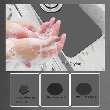 3 Pcs Diatomite Sink Faucet Mat for Kitchen Sink Splash Guard,Bathroom Faucet Water Catcher Mat,Sink Faucet Splash Catcher,Sink Draining Pad Behind Faucet,Kitchen Farmhouse & Bathroom Drying Pads