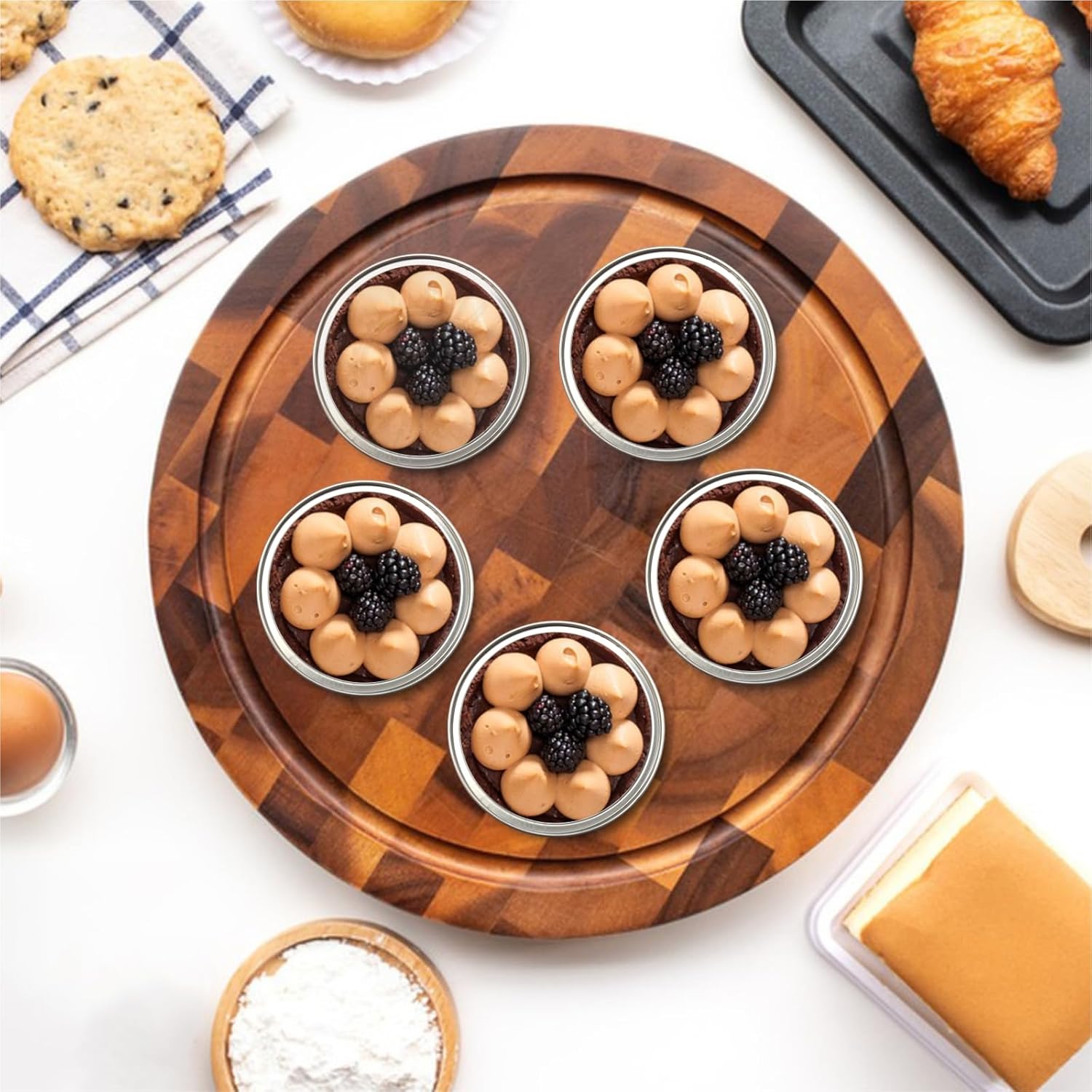 100 PCS Aluminium Foil Baking Cups, Mini Cake Pans with Lids and 100 PCS Spoons, 5 oz Disposable Baking Cups Foil Ramekins For Party Birthday Wedding Valentines (Pink) - Image 5