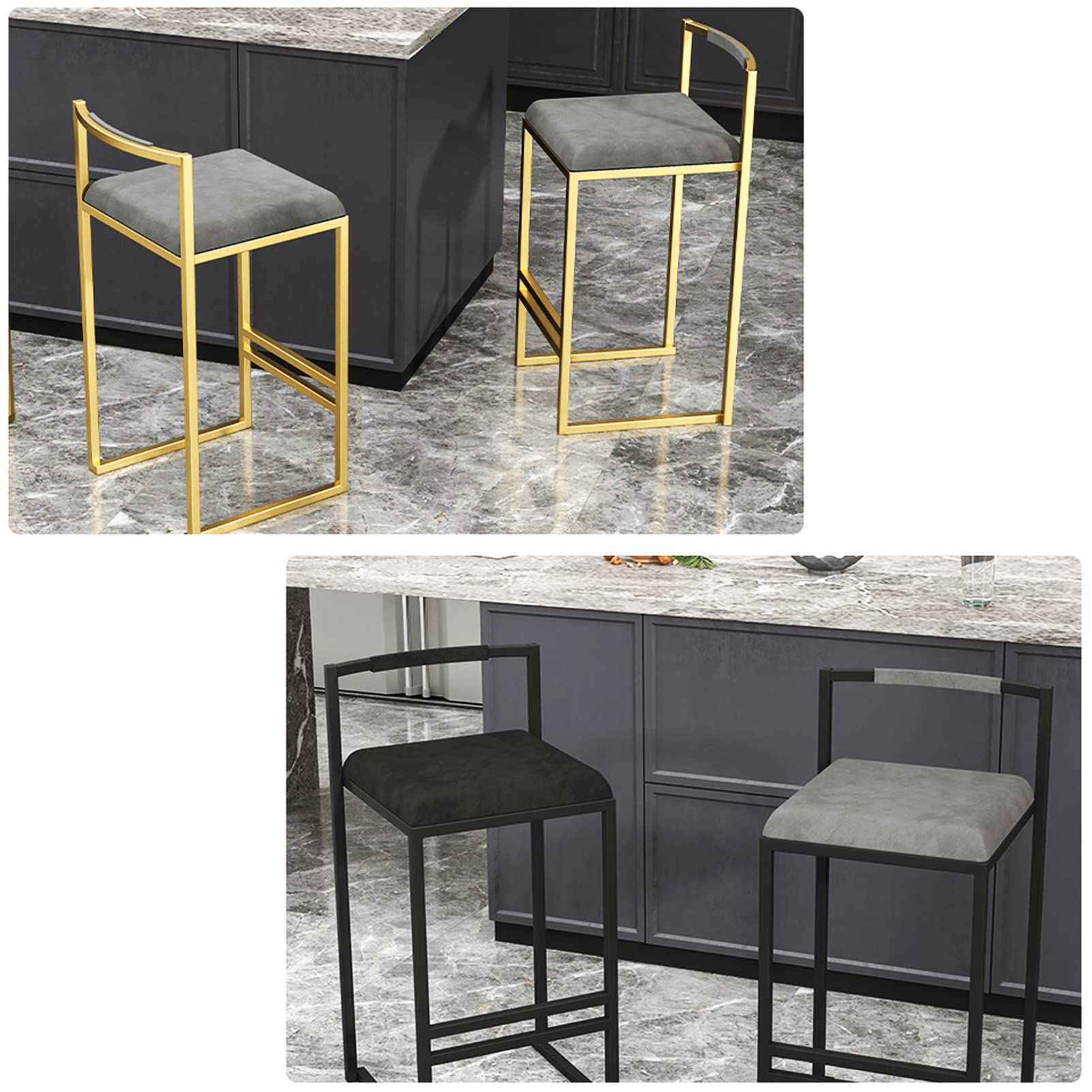 Lifenite Sgabelli Da Bar Set 2 Pezzi Con Schienale Scoperto - Altezza Seduta 64 Cm, Struttura In Metallo, Marrone Rustico