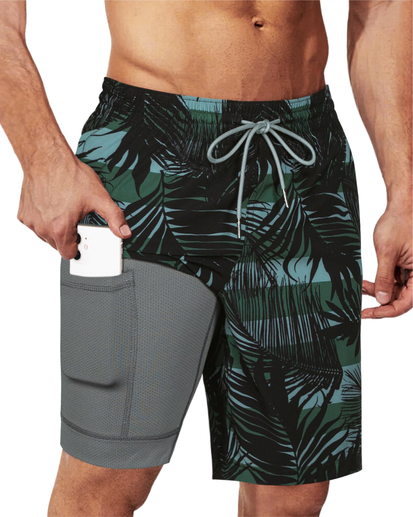 SURF CUZ 9 Inch Mens Swim Trunks with Compression Liner