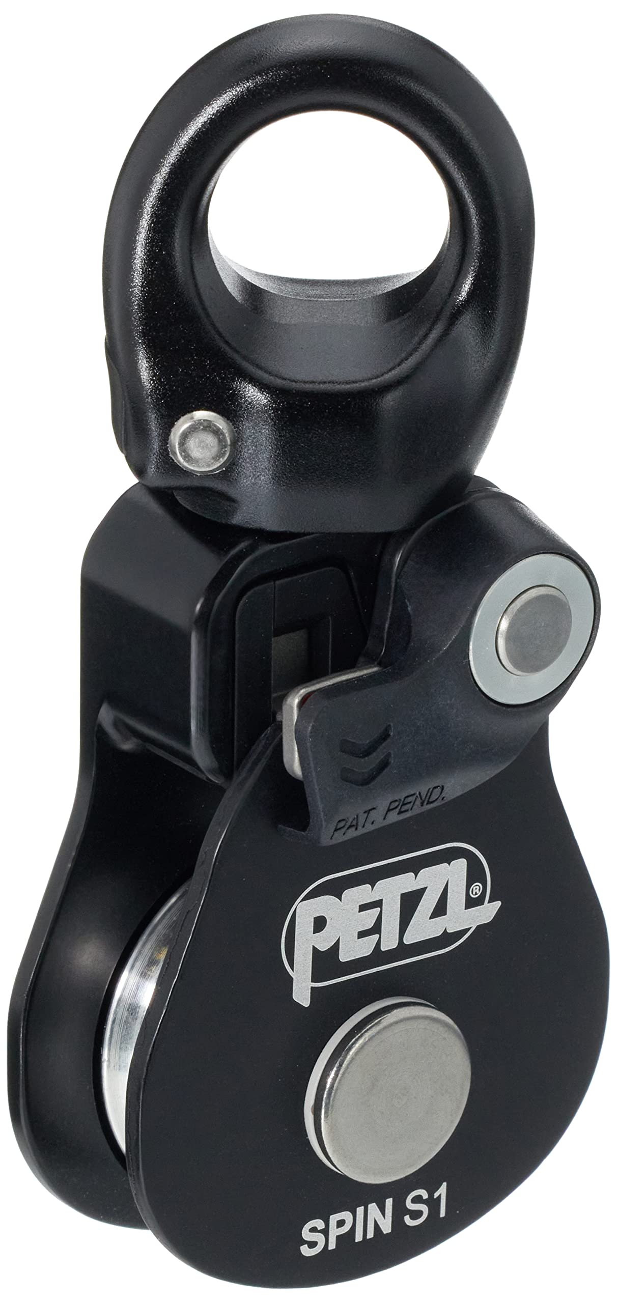 Petzl, Spin S1, High Efficiency Pulley With Swivel, Black, U, Unisex-Adult