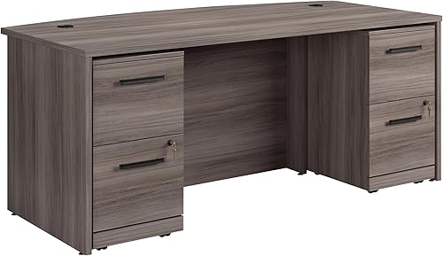 Sauder Office Works Affirm - Escritorio de 72 pulgadas, con 2 cajones, con pedestal Ste, acabado de olmo Hudson