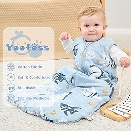 Yoofoss Baby Sleep Sack 0-6 Months, TOG 2.5 Baby Wearable Blanket with 2-Way Zipper, 100% Organic Cotton Fabric Winter Newborn Sleeping Sack, Warm Soft Comfy