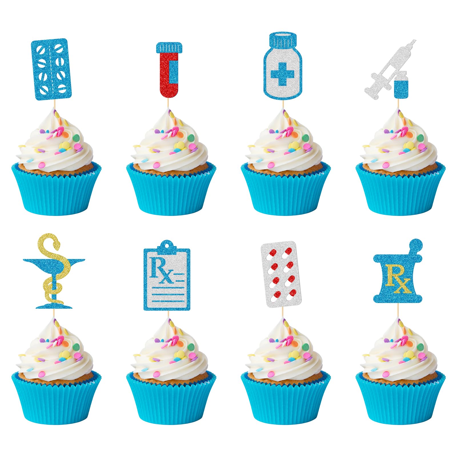 24Pcs Pharmacy Cupcake Toppers