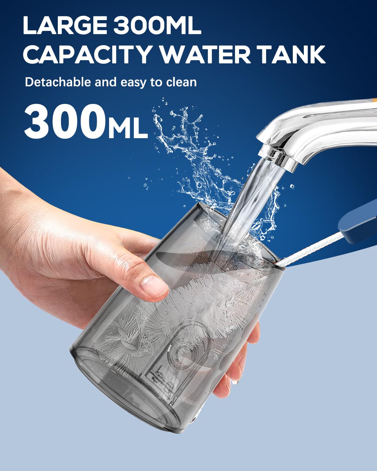 Munddusche JTF Zahndusche & Zungenreiniger, 300ML Wassertank, USB-C Wiederaufladbare Water Flosser, Modell F100