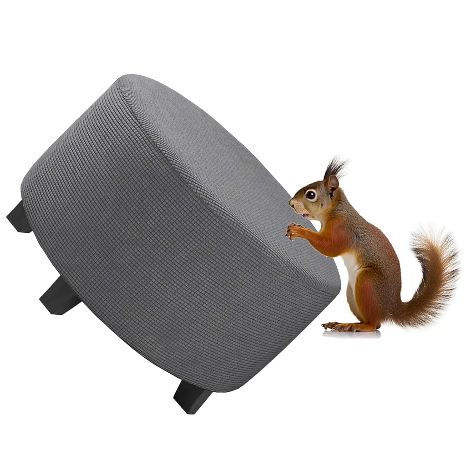 Rtsfkfs Grey Round Pouffe Cover, Stool Covers Round Stretch, Ottoman Slipcovers Removable & Washable, Furniture Protector For Dia 50-105Cm Round Foot Stool(,105Cm)