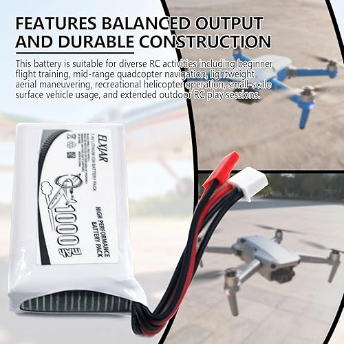 Miniatura 5 de Paquete de 4 baterías LiPo de 7.4V 1000mAh 20C con enchufe JST y cargador para V912, V333, V262, V353 Quadcopter