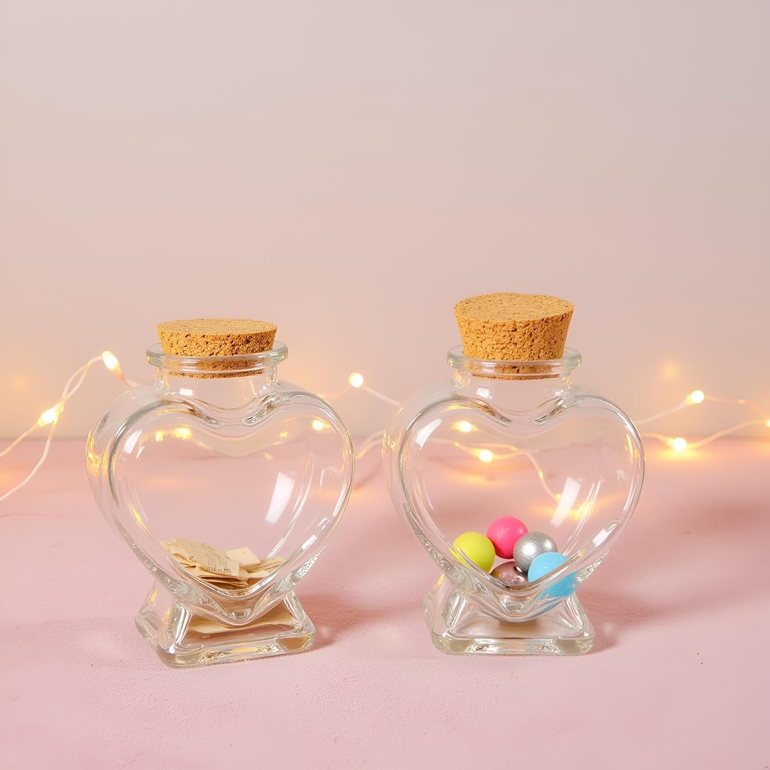 Mini Glass Bottle Heart Shaped Wish Bottle Clear Storage Jars Containers with Cork Wish Bottles Decorative Bottles Decorative Accessories