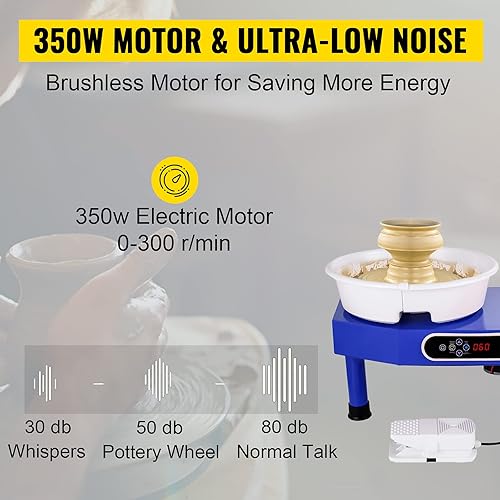 Miniatura 6 de VEVOR Rueda de cerámica, máquina formadora de cerámica, pantalla táctil LCD de 9.8 pulgadas, cerámica de 350 W, herramientas eléctricas de escultura