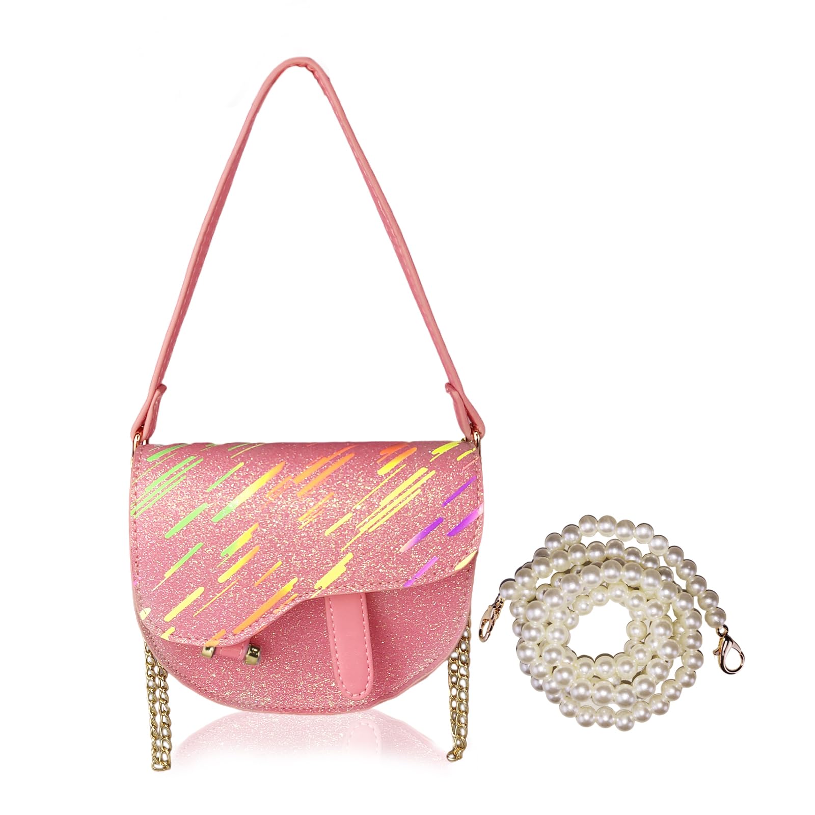 Little Girl Purses, MEL JUN Girls Purses, Kid Toddler Purse Small Girl Cross Body Dress Purse Waterproof Gift Handbags -Pink with Pearl