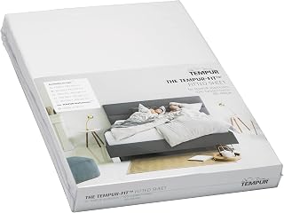 TEMPUR -FIT Spannbetttuch aus Jersey Baumwolle gemischt mit Elasthan, sehr dehnbar, geeignet für Matratzen zwischen 140/160 cm x 200/220 cm, maschinenwaschbar und frei von Chemikalien, weiß