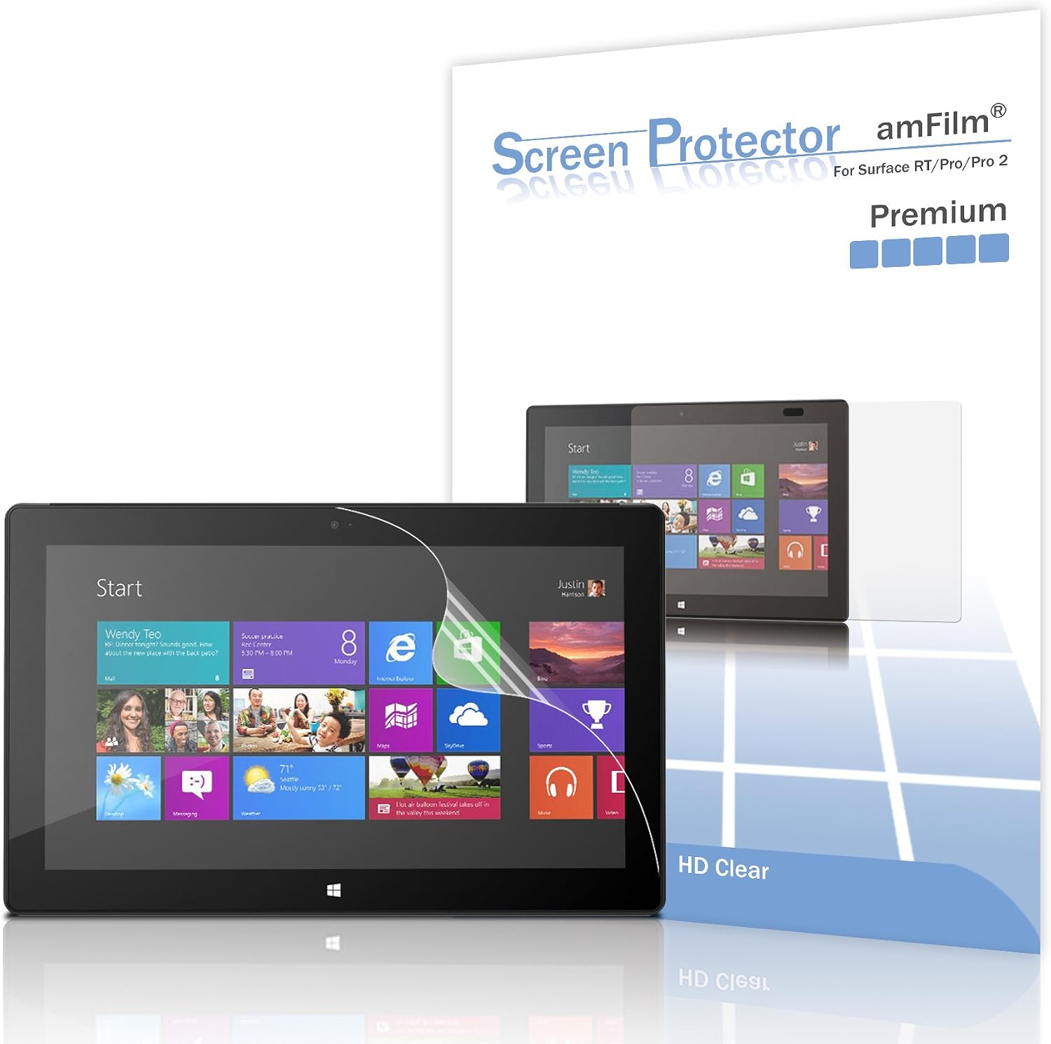 amFilm Premium Screen Protector Film Clear (Invisible) for Microsoft Surface Windows RT and Pro/Pro 2 10.6 inch Tablet (2-Pack)[in Retail Packaging]