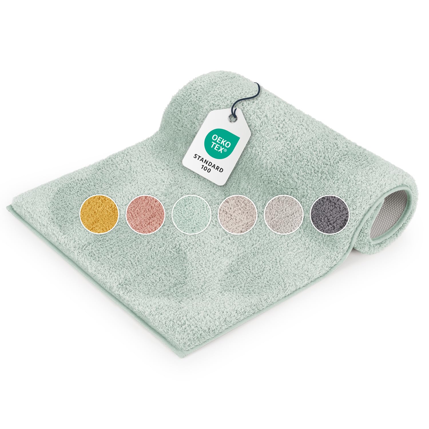 Blumtal Badematte 50x80 cm Hochflor Chenille - Oeko-TEX zertifizierter Badteppich - Badematten & Badteppiche - Duschvorleger - Badvorleger rutschfest - Badläufer - Badmatten - Badmatte in Mintgrün