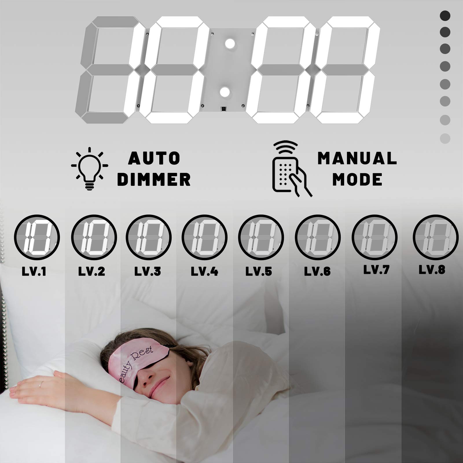 CHKOSDA Digital Clock, 3d Led Wall Clock with 6" Number, Count Up