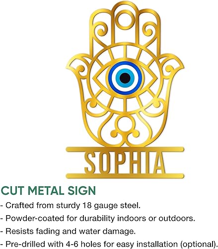 Miniatura 2 de Letrero de metal personalizado contra el mal de ojo, símbolo de protección personalizado, pared, valla, porche, patio, hogar, oficina, decoración